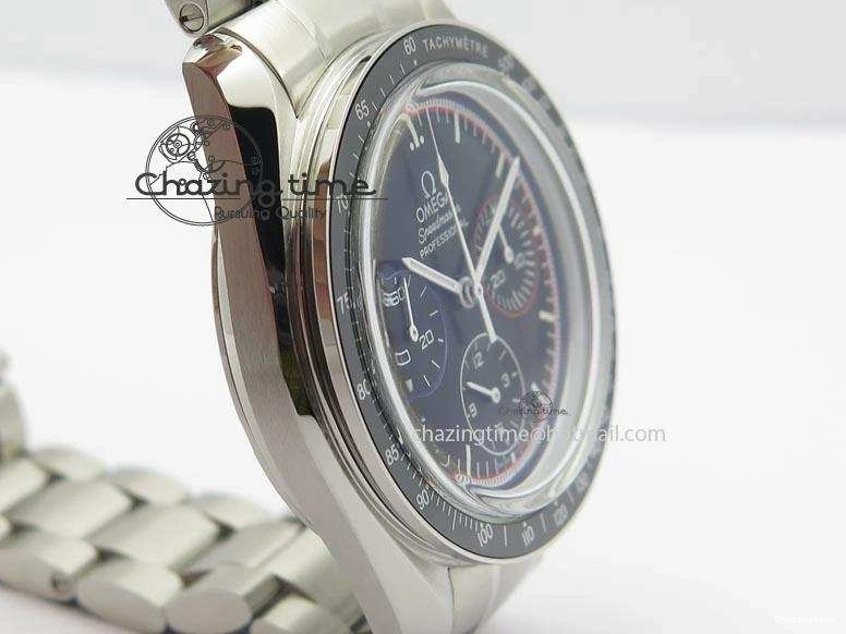0118 Speedmaster MoonWatch  Apollo 16 Black Dial On SS Bracelet Supportive 8231